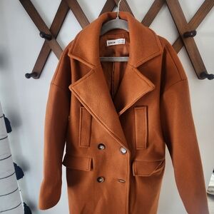 Shein Girl's Double-Breasted Orange Coat